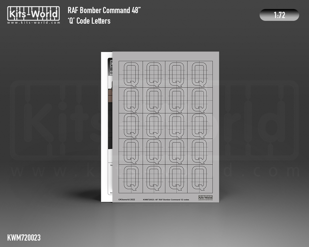 Kitsworld Kitsworld 1:72 Paint Masks RAF Codes 'Q' KWM1720023 RAF 48 inch A-Z Bomber Command codes 1:72nd scale 